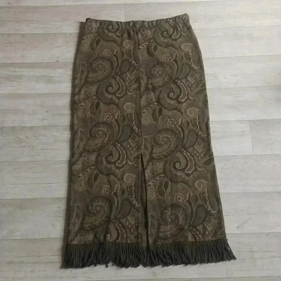 LENNIE for Nina Leonard Fringe Blanket Skirt Black and Brown Size S - Picture 4 of 7